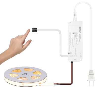 Đèn LED Dải LETARON COB 24V, Đèn LED Dạng Băng, 480 chip/mét, Siêu Sáng Độ Sáng Cao 6000K Trắng Ấm 5m, Có thể điều chỉnh độ sáng với Băng dính 5M, Nguồn 60W UL, CÔNG TẮC CẢM ỨNG cho Phòng ngủ, Nhà, Tự làm Bếp