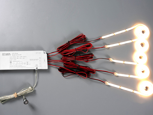 LETARON COB LED Strip Light 24V LED Tape Light,480 pcs/M LED,Super Bright High Lumen 3000K Warm White 3m,Dimmable with 3M Tape,30W UL Power Supply,Touch Switch cho phòng ngủ,Nhà,Nhà bếp DIY